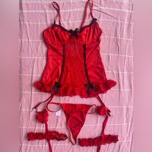 Elegant Red Lace Lingerie Set